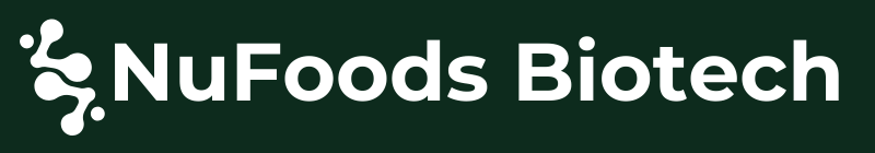NuFoods Biotech Logo White white dark green background